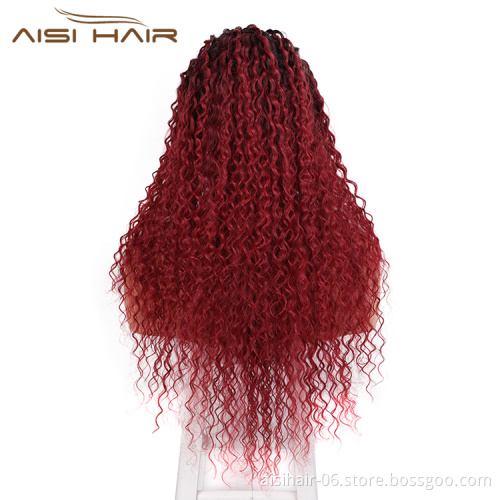 Aisi Hair 13x6 Long Wavy Ombre Red Dark Root Wig Kinky Curly Wave Lace Frontal Wig Cosplay Front Lace Hair Wigs For Black Women